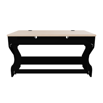Contemporary Black and Wood Office Desk 3D Model - 3D Model