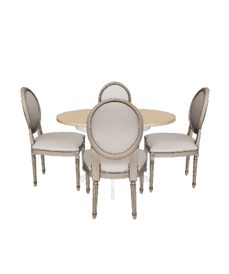 Elegant Round Dining Table with Upholstered Chairs 3D Model - 3D Model