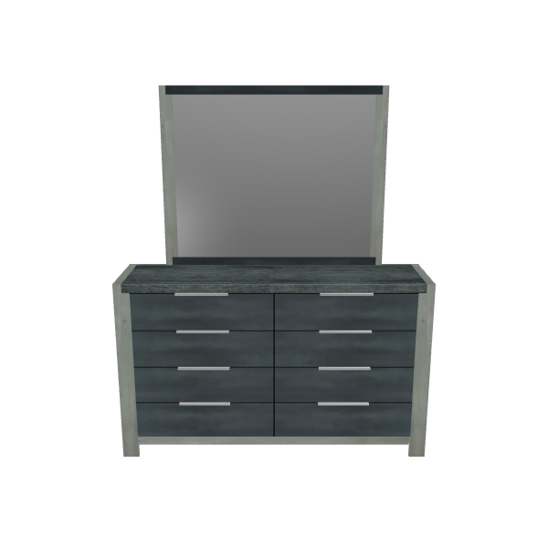 Contemporary Dresser with Mirror - 3D Model