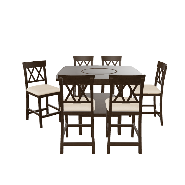 Stylish Wooden Dining Set 3D - Furniture 3D Model