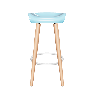 Contemporary Bar Stool with Wooden Legs 3D Model - 3D Model