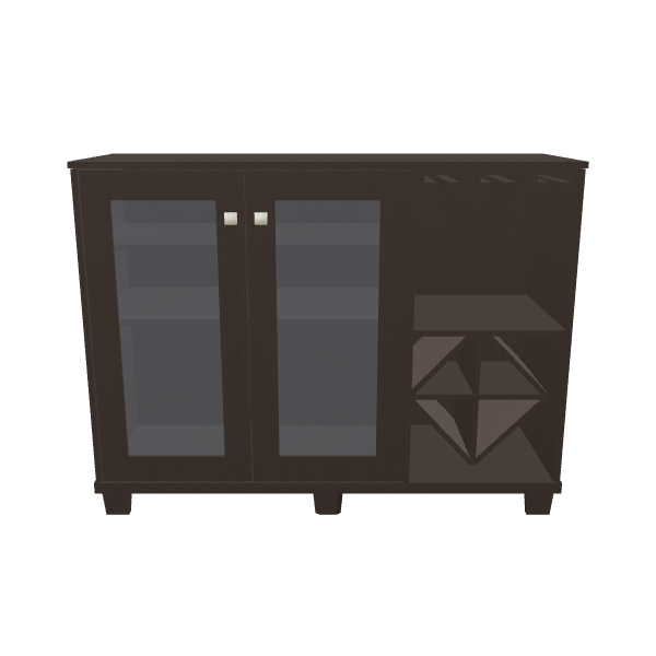 Stylish Modern Glass-Front Cabinet - 3D Model