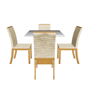 Stylish Wooden Dining Set 3D - Furniture 3D Model