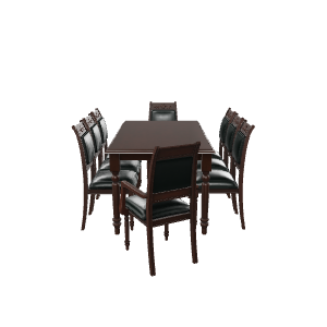Elegant Wooden Dining Set 3D Model - 3D Model