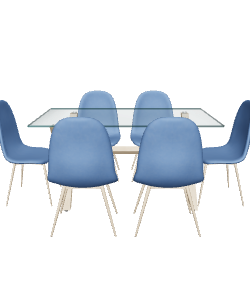 Stylish Glass Dining Table Set - 3D Model