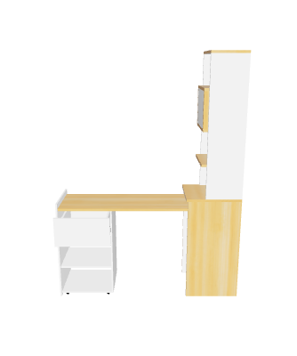 Contemporary Wooden Office Desk with Storage - 3D Model