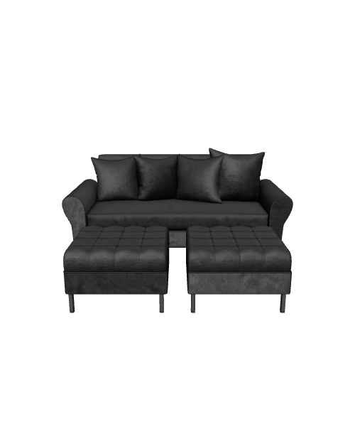 Modern Sofa with Poufs 3D - 3D Model