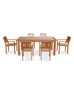 Elegant Wooden Outdoor Dining Set 3D Model - Furniture 3D Model