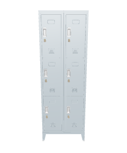 Industrial Six-Compartment Steel Locker 3D Model - 3D Model
