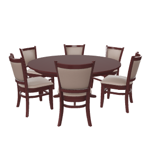 Elegant Round Dining Table with Chairs 3D Model - 3D Model