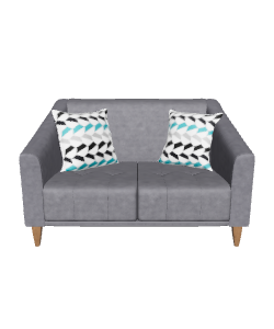 Contemporary Fabric Sofa with Geometric Cushions 3D Model - 3D Model