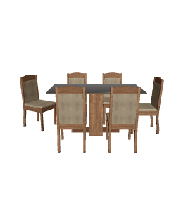 Stylish Wooden Dining Set Model - 3D Model