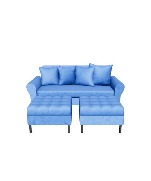 Stylish Blue Sofa Set 3D - 3D Model