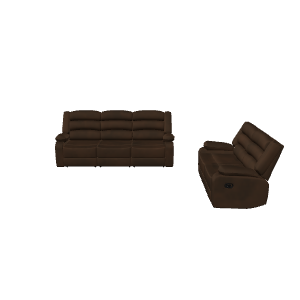 Elegant Brown Reclining Sofa Set 3D Model - 3D Model