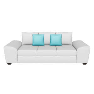 Modern Minimalist White Sofa with Teal Cushions 3D Model - 3D Model