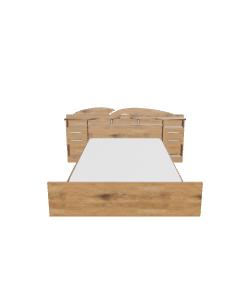 Stylish Wooden Bed with Nightstands 3D Model - 3D Model