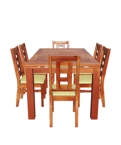 Stylish Wooden Dining Table Set 3D Model - Furniture 3D Model