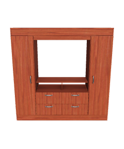 Stylish Wooden Entertainment Center 3D Model - Furniture 3D Model