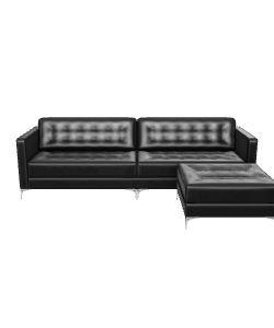 Stylish Black Leather Sofa Set - Furniture 3D Model
