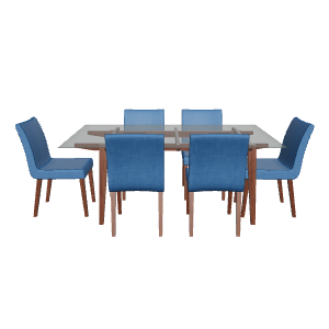 Stylish Wooden Dining Table Set - 3D Model