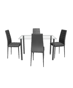 Contemporary Glass Dining Table Set 3D Model - 3D Model