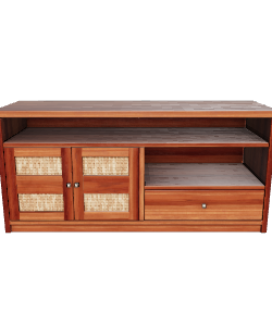 Elegant Wooden TV Stand with Storage Baskets 3D Model - Furniture 3D Model