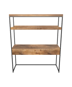 Stylish Industrial Wooden Display Shelf 3D Model - 3D Model