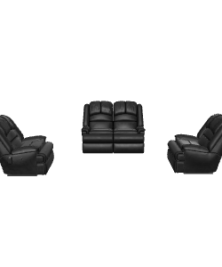 Elegant Black Leather Sofa Set 3D Model - Furniture 3D Model