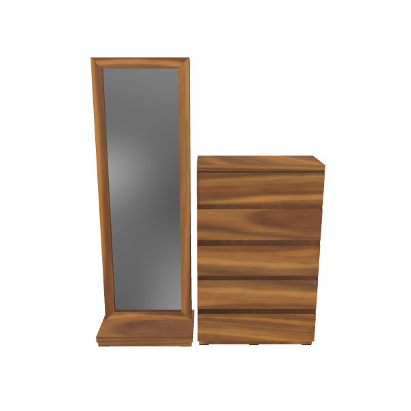 Elegant Wooden Mirror and Cabinet - 3D Model