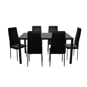 Sleek Modern Dining Table with Chairs 3D Model - Furniture 3D Model