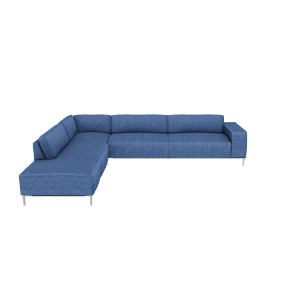 Contemporary L-Shaped Fabric Sofa 3D Model - 3D Model