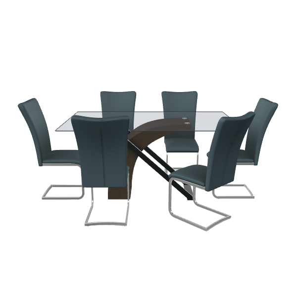 Rectangular Dining Table Set 3D - 3D Model