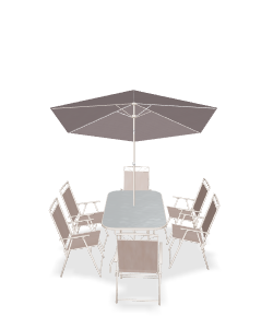 Stylish Outdoor Dining Set with Umbrella 3D Model - Furniture 3D Model