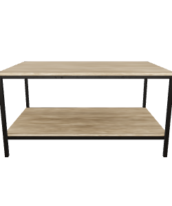 Rustic Wooden Table with Metal Frame 3D Model - 3D Model