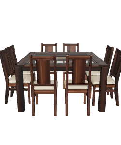Elegant Wooden Dining Table Set 3D Model - Furniture 3D Model