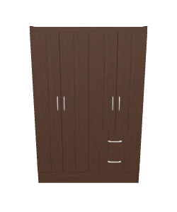 Stylish Wooden Wardrobe with Drawers 3D Model - 3D Model