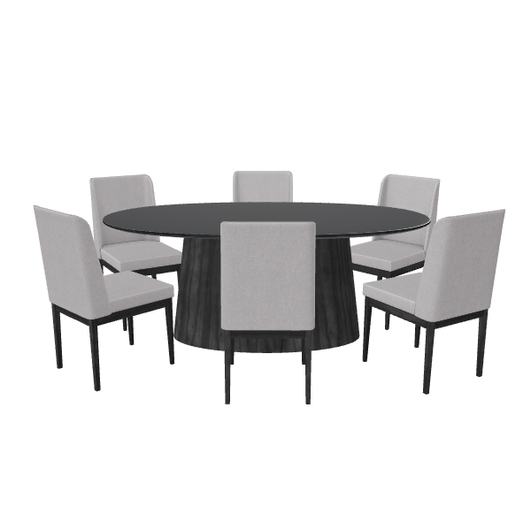 Stylish Round Dining Table Set - Furniture 3D Model