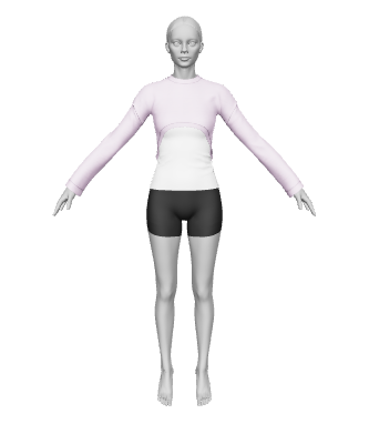 Short Sweater with Long Sleeves 3D - 3D Model
