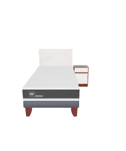 Stylish Minimalist Bed with Nightstand 3D Model - 3D Model
