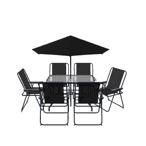 Stylish Outdoor Dining Set with Umbrella 3D Model - Furniture 3D Model