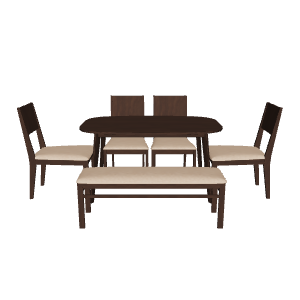 Stylish Wooden Dining Set 3D Model - 3D Model