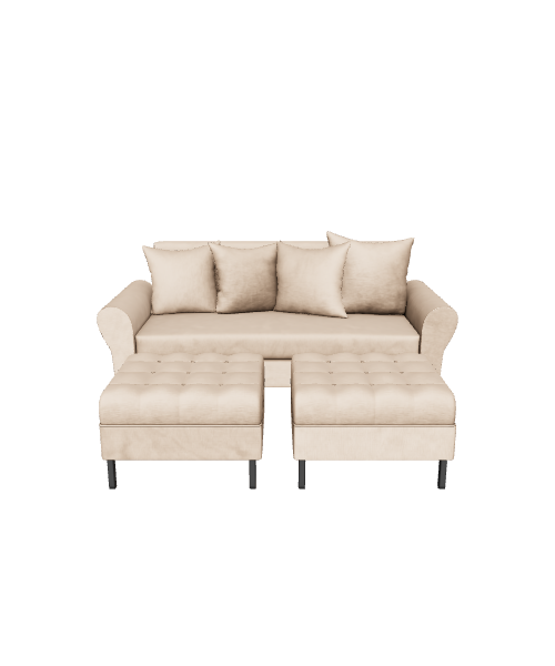 Elegant Modern Fabric Sofa with Cushions 3D Model - Furniture 3D Model