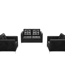 Contemporary Black Fabric Sofa Set 3D Model - Furniture 3D Model