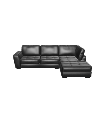 Contemporary Black Leather Sectional Sofa 3D Model - 3D Model