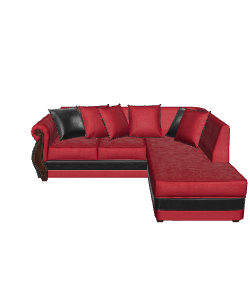 Stylish Red Fabric Sofa with Cushions 3D Model - Furniture 3D Model