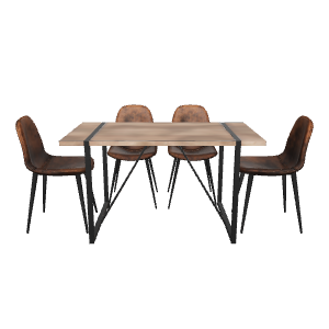Stylish Modern Dining Table with Chairs 3D Model - 3D Model