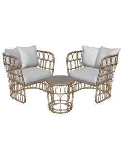 Stylish Outdoor Rattan Seating Set 3D Model - 3D Model