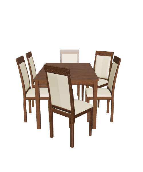 Elegant Wooden Dining Table Set 3D Model 3D Model
