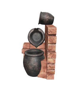 Stylized Ancient Pottery with Brick Structure 3D Model - 3D Model