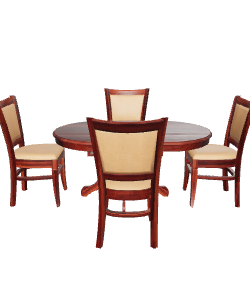 Elegant Round Wooden Dining Table Set 3D Model - 3D Model
